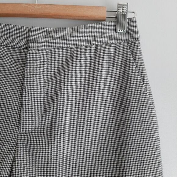 ZARA | Houndstooth Slim Leg Ankle Crop Trousers B&W Houndstooth Sz 4 - Picture 5 of 13
